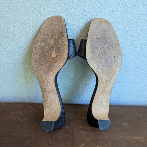 Prada Black Leather Heeled Mules READ - Picture 4 of 8